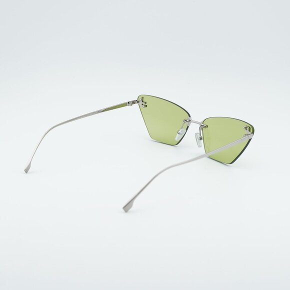 Fendi FE4160US 16N Sunglasses Silver Cat Eye Frame, Green Lenses main image 2